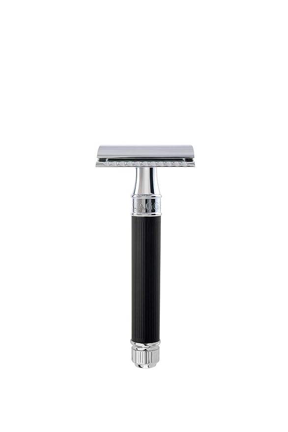 Edwin Jagger Double Edge Safety Razor With Long Handle (Blue) (Black)