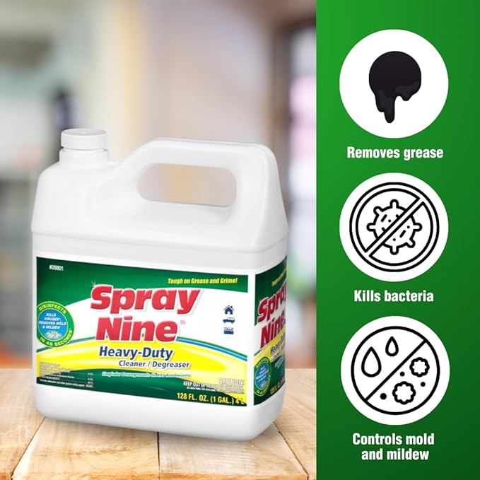 Spray Nine 26801 Heavy Duty Cleaner, Degreaser & Disinfectant for Home, Yard Equipment, Automotive & More - Refill for Spray Bottle 1 Gallon (Pack of 1)