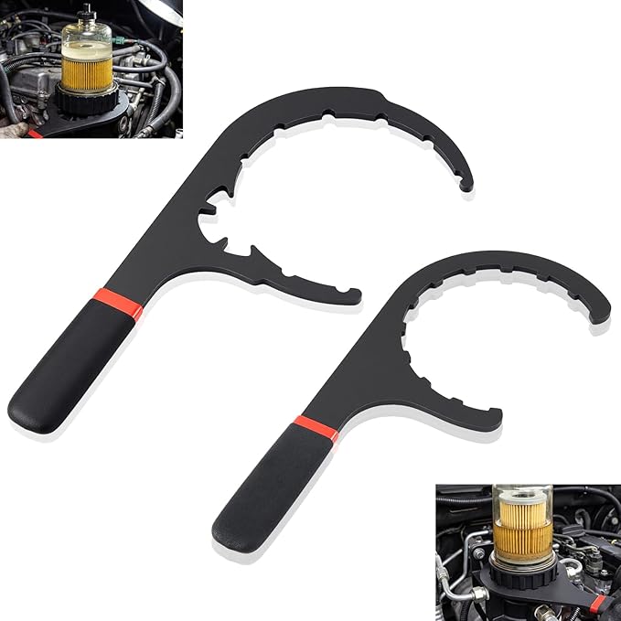 2 Pcs 4.6'' & 5'' Fuel Filter Wrench Set Compatible with Various Fuel Filter Sizes Include Water Separator, Engines, Red and Black