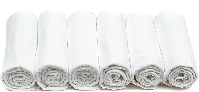 Turkish Beach Towels Set of 6, for Tie-dye, Oversized 72x40" Turkish Cotton | Soft Hammam Peshtemal, Sand Free, Quick-Dry, Absorbent Bath Towel | Lightweight & Compact for Travel, Pool, Gym, Spa - White