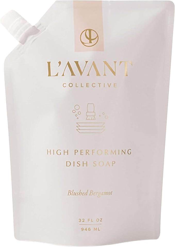 L'AVANT Collective Natural Luxury Dish Soap Refill | Plant-Based, Non-Toxic & Grease-Cutting, Refill for Glass Bottle, 32 Fl Oz | Blushed Bergamot