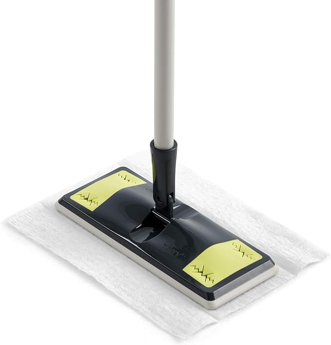 Mery Dust Catcher Mop with 10 Refills, PP,TRP Non Woven, Grey, Lime and White, 28.5 x 10.5 cm, Cloths 29.5 x 21.5 cm