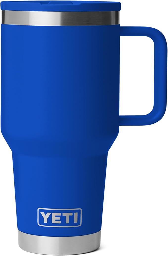 YETI Rambler 30 oz Travel Mug with Flip Straw Lid – Stainless Steel, Vacuum Insulated, Leakproof, Cup Holder Friendly, Royal Blue