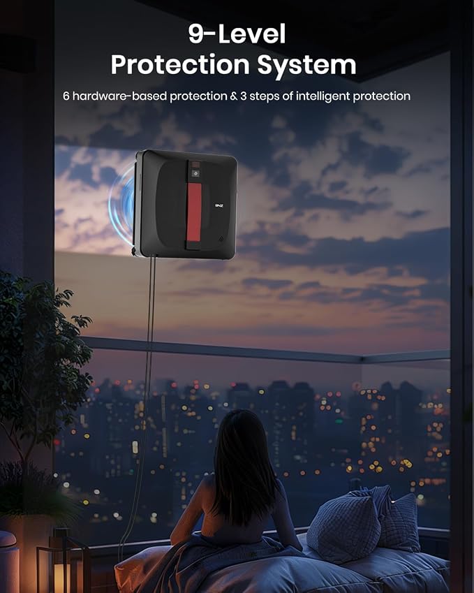 BNZ Window Cleaning Robot, Nexus Ultra, Black, Robotic Vacuum Cleaner for Windows, Mirrors, Shower Doors
