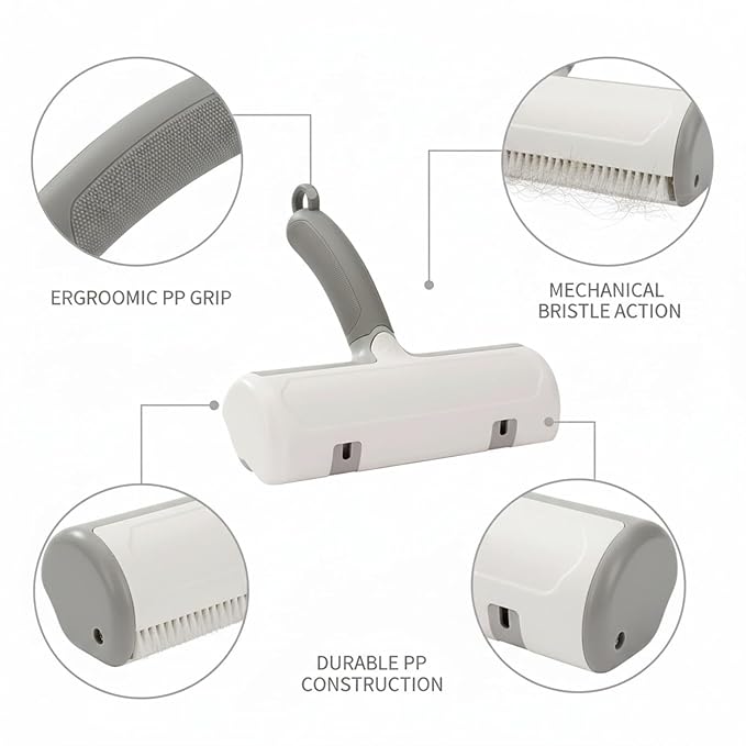 Reusable Pet Hair Remover Brush for Furniture, Carpet & Car Seats - Mechanical Lint Removal Tool with Durable PP Handle (1 Pack)