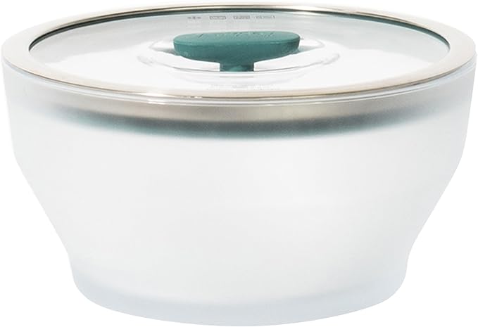 Anyday 8-Cup Microwave Cookware Glass Container with Lid (Kale) | Plastic-Free Deep Food Storage, Airtight Steamer with Vented Lid for Microwave-Safe Reheating, Steaming Vegetables & Rice