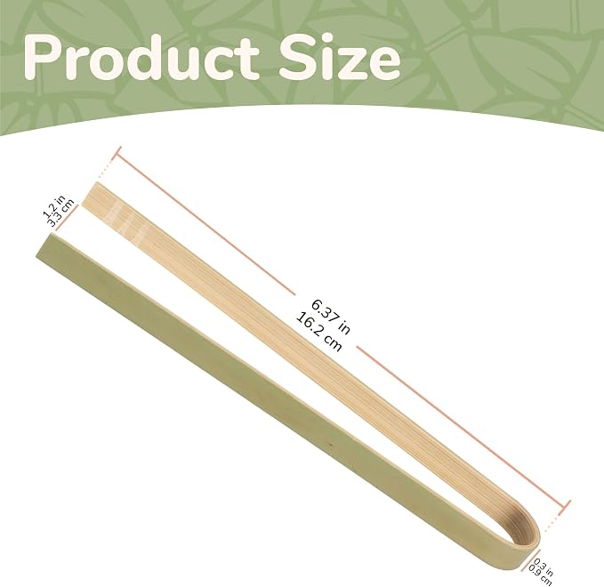 BambooMN 6.3" Mini Bamboo Disposable Tongs - Toast Tongs - 10 Pieces