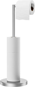 FORIOUS Toilet Paper Holder Stand, Toilet Paper Storage with 4 Rolls, Freestanding Tissue Roll Holder for Bathroom, Durable 304 Stainless Steel and Weighted Base Toilet Paper Stand, Brushed Nickel