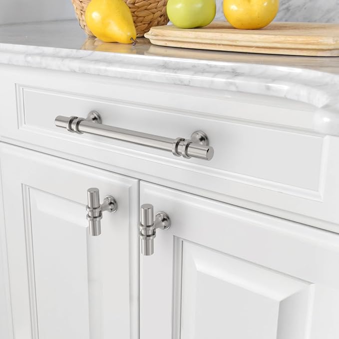 Asidrama 10 Pack 5 Inch(128mm) Brushed Satin Nickel Kitchen Cabinet Handles, Cabinet Pulls Kitchen Cabinet Hardware Cupboard Handles Drawer Pulls