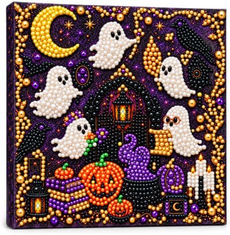 Diamond and Pearl Art Kits for Adults, Halloween Decorations, Framed Decor