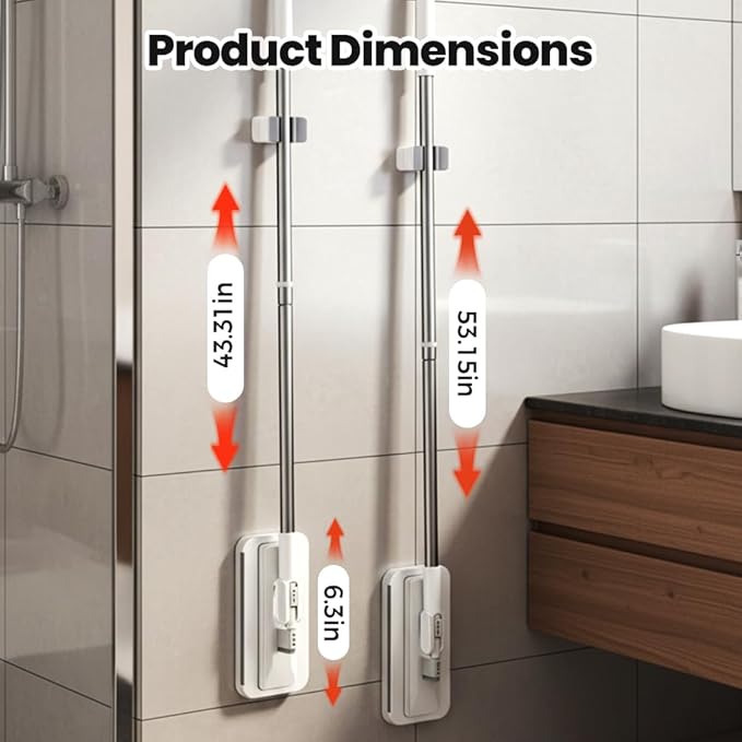 Hands-Free Multi-Purpose Flat Mop, 2026 Convenient Cloth Changing Mini Mop Long Handle Wet and Dry Flat Mopping, Sweeper Stick Lightweight Snap for Corners Multi Surface (43’‘)