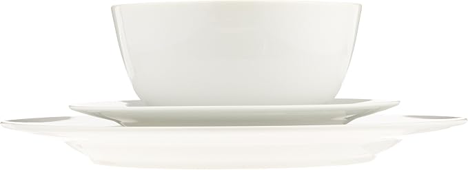 Amazon Basics Porcelain Dinnerware Set, Microwave and Dishwasher Safe, Service for 6, 18-Piece, Plates, Bowls, White