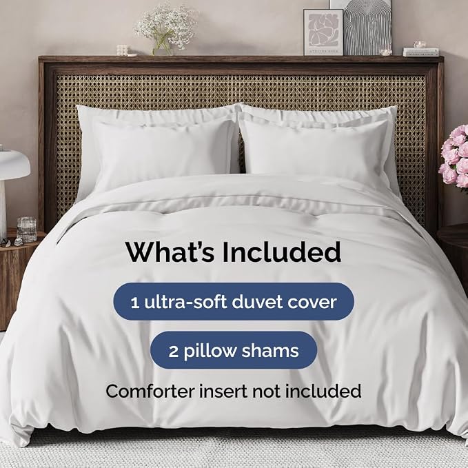 Duvet Cover Super King Size Set - Extra Soft Super King Duvet Cover 108" x 98" with 2 Pillow Shams for Women, Men, Kids & Teens - Comfy, Cozy, Hotel Luxury with Zipper Closures & Ties (French Grey)