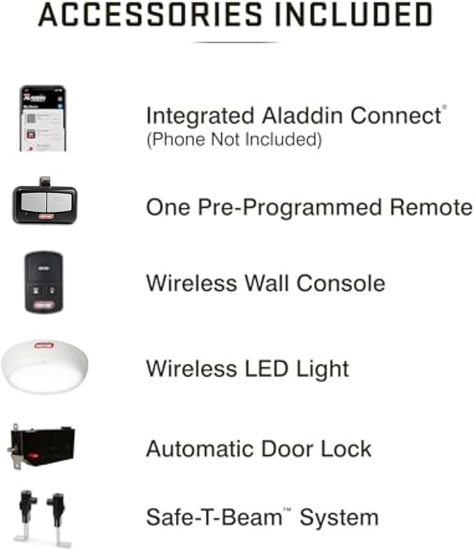 Genie 6172H-O Wall Mount Smart Garage Door Opener with Aladdin Connect, Wall Mounted Compact Space Saving Opener | Ultra-Quiet, Compact Space Saving Design, Aladdin Connect Wi-Fi, Works with Alexa, Wireless Wall Console, Side Mount Opener