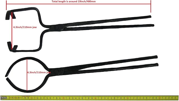4KG-8Kg Crucible Tongs Set for Melting Metal, Foundry Casting Tools Lifting and Pouring Tongs - 19inches
