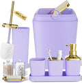 XLHOMO Bathroom Set, 9PC Bathroom Accessory Set, Purple Bathroom Accessories, Purple Bathroom Set, Trash Can, Soap Dispenser for Home Decor