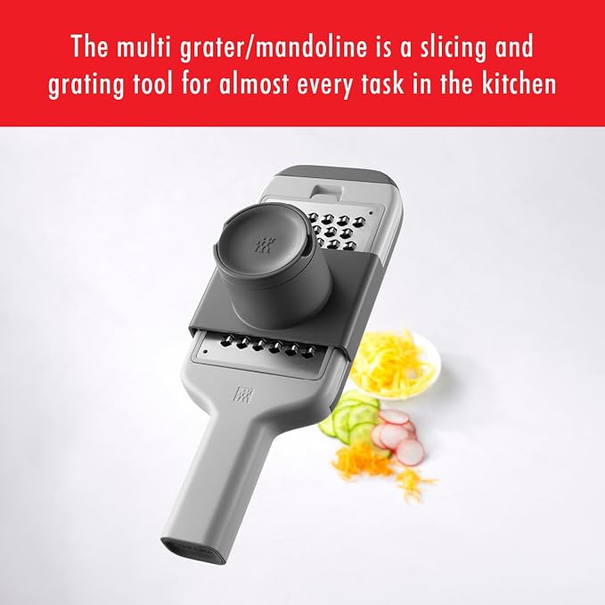 ZWILLING Z-Cut Multifunctional Grater, Mandoline, Faster Grating Technology, Zester, Rasp Grater, Slicer, Finger Guard, Grey