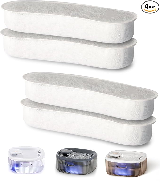 Dog Fountains by WOPET, 4 Pcs Pet Water Fountain Filters for W600 Dog Fountain, Large Water Fountain Filter Replacement