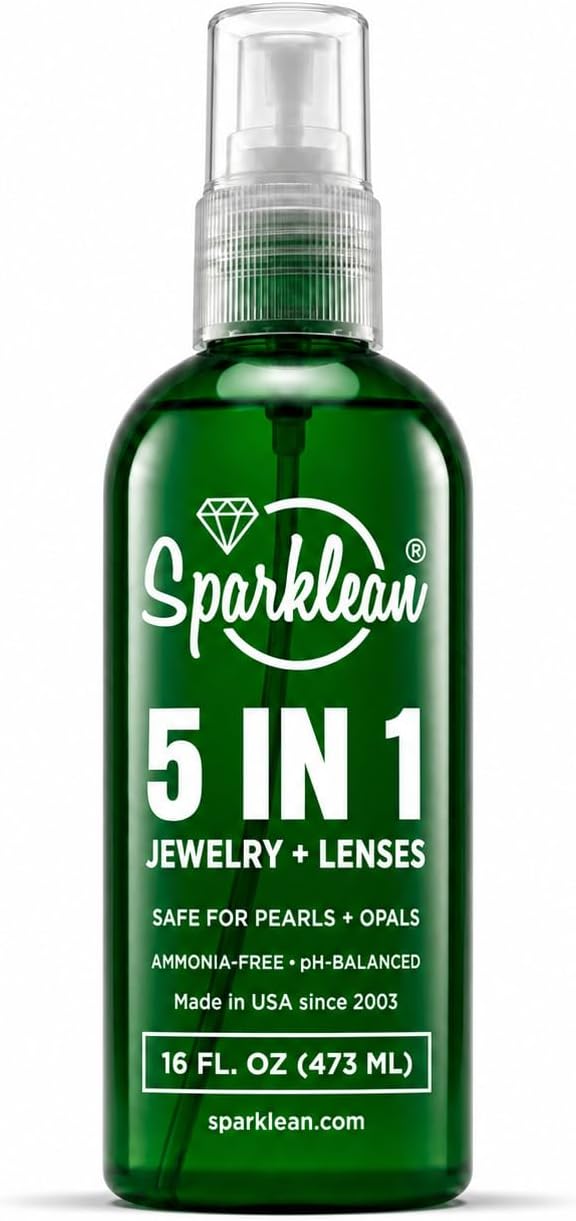 SPARKLEAN Jewelry Cleaner Spray 16oz · Family + Shared Household Size · Safe on Gold, Silver, Diamond, Pearl · Anti-Fog Eyeglass + Lens Spray · Ammonia-Free pH-Balanced · Made in USA Since 2003