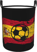 Vintage Spain Spanish Espana Soccer Football Flag Laundry Hamper Laundry Basket Circular Hamper Dirty Clothes Storage with Handles