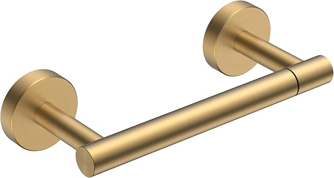 FORIOUS Toilet Paper Holder Wall Mount, Stainless Steel Rustproof Double Post Pivoting Tissue Roll Holder for Bathroom, Commercial Toilet Paper Dispenser, Brushed Gold