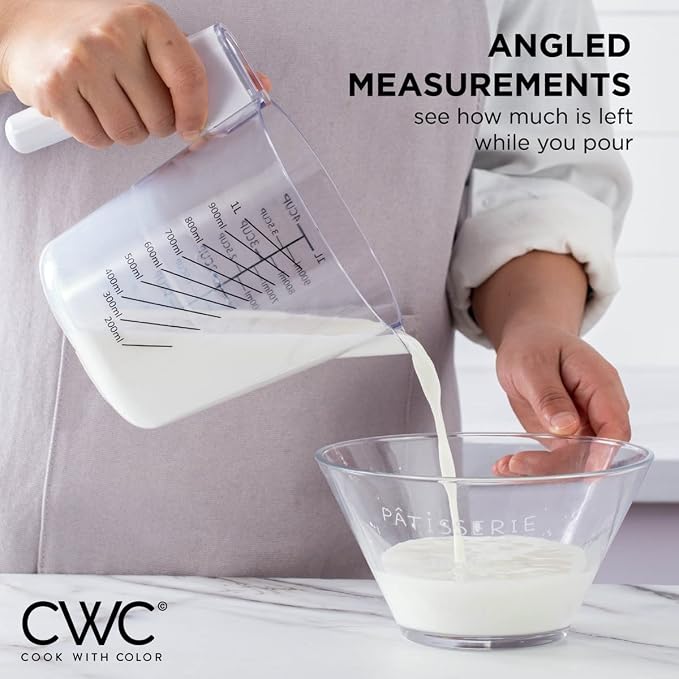 COOK WITH COLOR Measuring Cup Set - 9 PC. Nesting Stackable Liquid Measure Cup, Dry Measuring Cups and Spoons with Funnel and Scraper (Pastel)