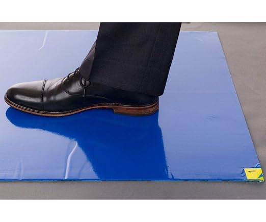 Professional Grade Sticky Floor Protection Mats [ Blue Tacky Adhesive Film] Removes Dust, Dirt & Small Debris from Shoes or Boots | Pack of 8 Pads, 30 Sheets per Pad (24" x 36" inches)