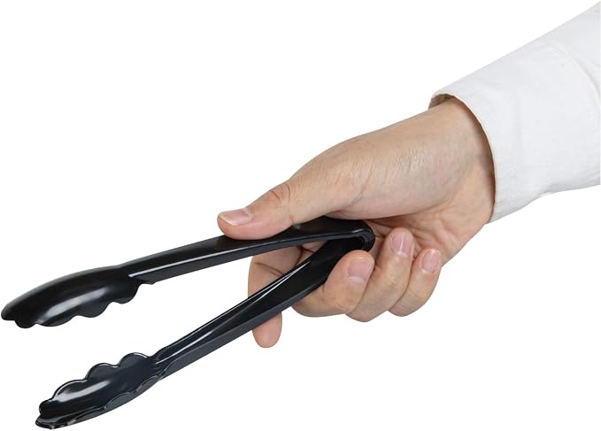 Restaurantware Tongs 100 Pack Of 7 1/2” Heavy-Duty Plastic Kitchen Tongs with Scalloped Edges Disposable Black Serving Utensils for Hot And Cold Foods Catered Events, Weddings, or Buffets