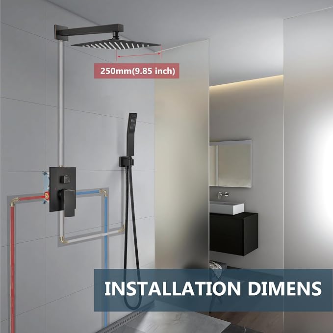 Aolemi Shower Faucet Set Rain Shower System with Handheld Spray Bathroom Shower Combo Rough-in Valve and Shower Trim Kit Included Oil Rubbed Bronze 10 Inch Wall Mount Shower Head