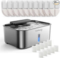 3.2Gal Stainless Steel Dog Water Fountain for Large Dog, Dog Water Bowl Dispenser with Water Level Window, Super Quiet Pet Water Fountain for S-L Dogs and Multi-Pet with 10 Filters & 10 Filter Sponges