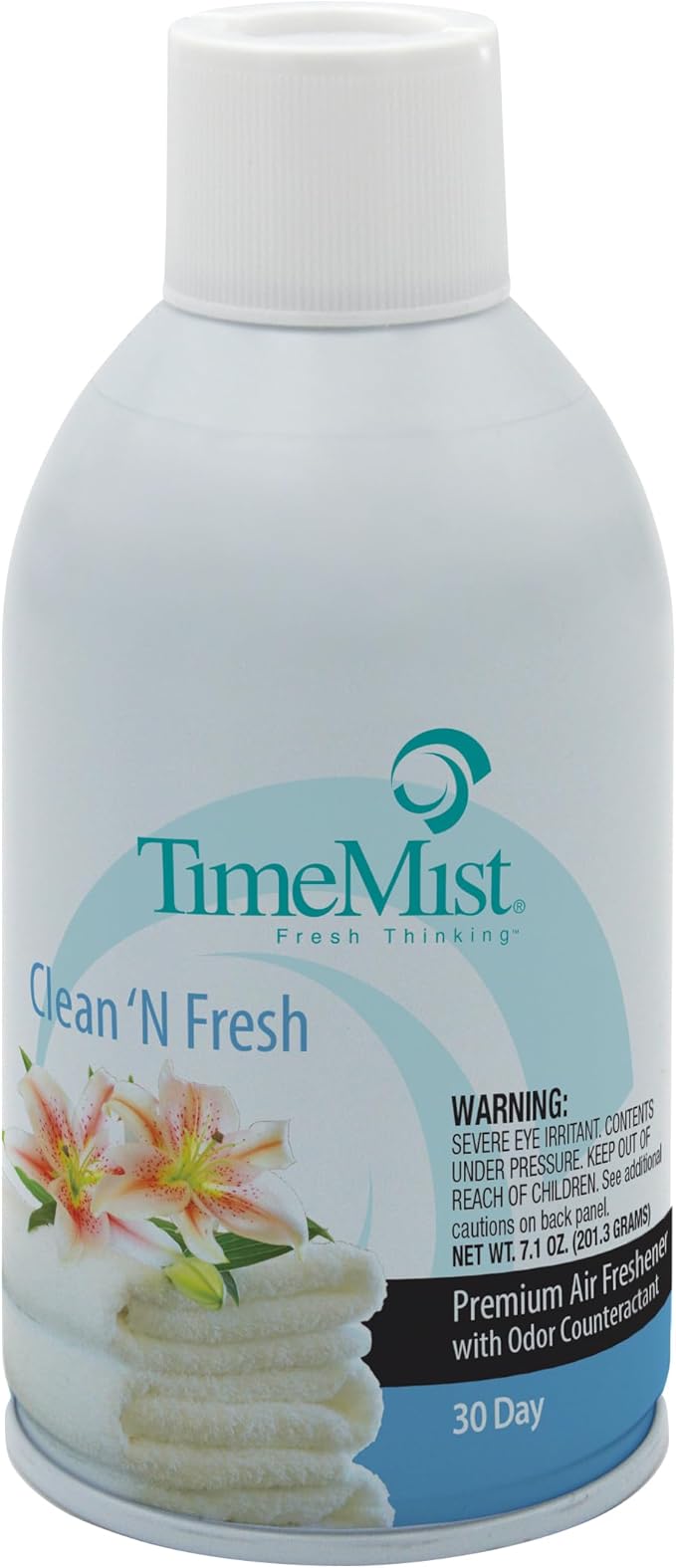 TimeMist Premium Metered Air Freshener Refills - Clean & Fresh - 7.1 oz (Case of 12) - 1042771 - Lasts Up To 30 Days and Neutralizes Tough Odors