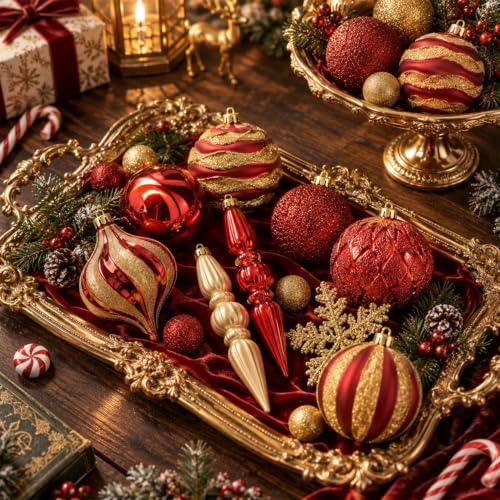 Emberlane Christmas Ball Ornament Set,50PCS,Shatterproof with Hooks