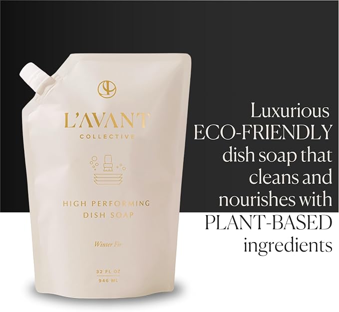 L'AVANT Collective Natural Luxury Dish Soap Refill | Plant-Based, Non-Toxic & Grease-Cutting, Refill for Glass Bottle, 32 Fl Oz | Winter Fir