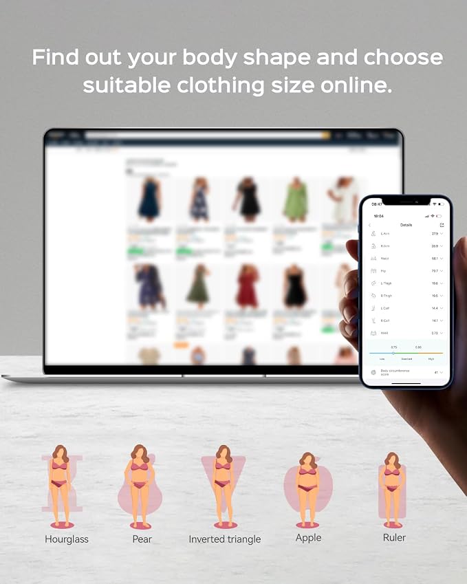 Smart Body Tape Measure with Cute Rabbit Silicone Case, Bluetooth Body Measuring Tape for Weight Loss & Muscle Gain, Digital Waist Measure Syncs with App