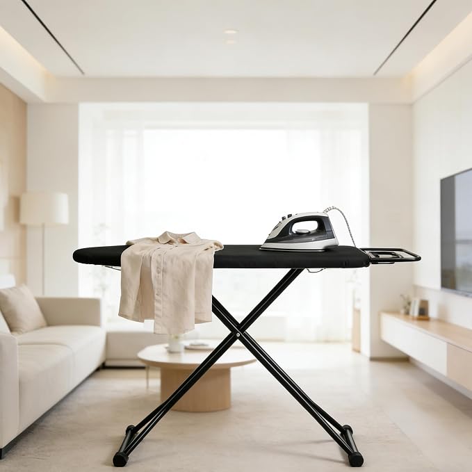 58"x15" Ironing Board Full Size, Heat Resistant Cover Wide Iron Board with Steam Rest, Ultra Thick Padding, Height Adjustable Heavy Sturdy Metal Frame Legs Ironing Stand,Non-Slip Foldable