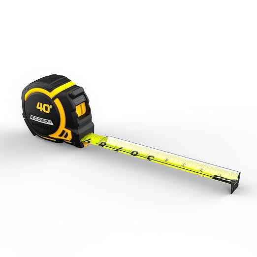 Komelon 40-Ft Contractor TS Wide Blade Tape Measure with Backside Printing, Manual Lock, Long Standout (93440)