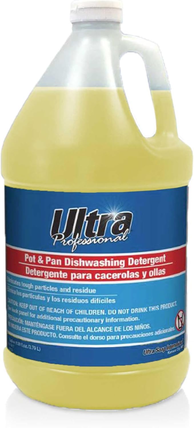 Ultra Professional ™ 4 Pack 1 Gallon Pots & Pan Dishwashing Detergent Dish Cleaning Liquid, Lemon Scent, Yellow - Powerful Grease Remover