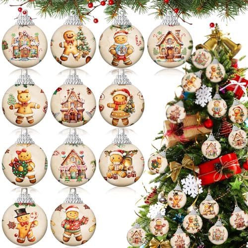 Outus 24 Pcs Gingerbread Man Christmas Tree Ornaments 2.17" Vintage
