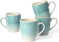 famiware Coffee Mugs Set, 13oz Mug Set of 4, Stoneware Cups for Latte, Hot Tea, Mocha, Cocoa, Cappuccino, Microwave and Dishwasher Safe, Glacier Series, Aqua