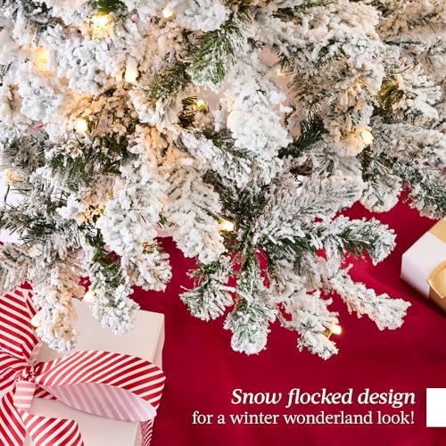 Best Choice Products 4.5ft Pre-Lit Artificial Christmas Tree Twinkling LEDs, Snow Flocked Design Pine Tree, Full Appearance Lighted Snowy w/Easy Assembly, 200 Lights, 400 Tips Metal Stand