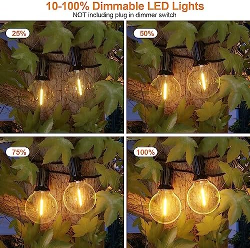GPATIO Outdoor String Lights, 60FT Waterproof Patio Lights with 32 Hanging Light Globe G40 Bulbs, 2700k Shatterproof for Backyard Gazebo Porch Garden Commerical Outside Decor