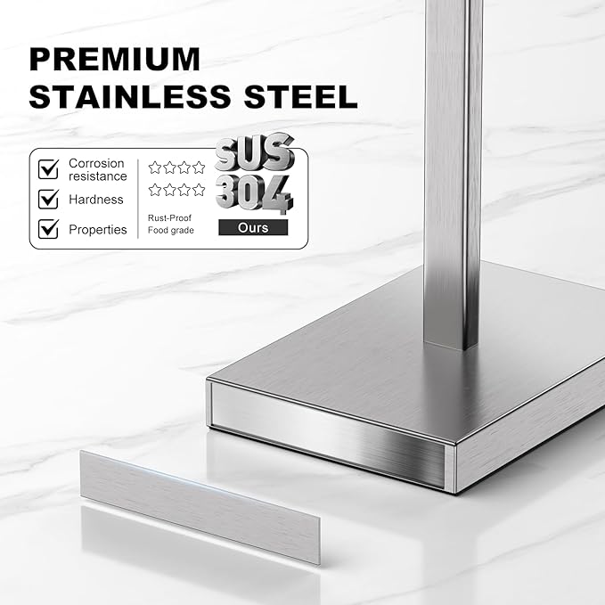 Nickel Toilet Paper Holder Stand，Stainless Steel Toilet Paper Holder Free Standing，Stable Weighted Base Floor Tissue Roll Holder for Bathroom，Modern Pivoting Toilet Paper Stand