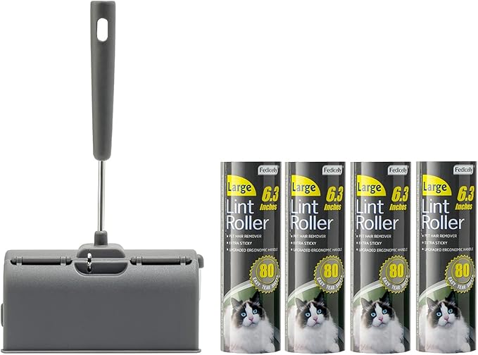Fedicelly Lint Rollers Pet Hair Extra Sticky Furniture,Cat Dog Hair Remover Laundry Clothes Carpet, 6.3 inches Wider with 640 Sheets Large Lint Remover Brush for Couch