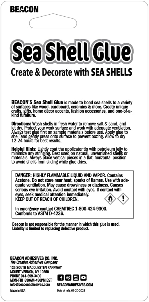 BEACON Sea Shell Glue for Creating and Decorating with Shells, Wood, Metal, Ceramic, and More, 2-Ounce, 12-Pack
