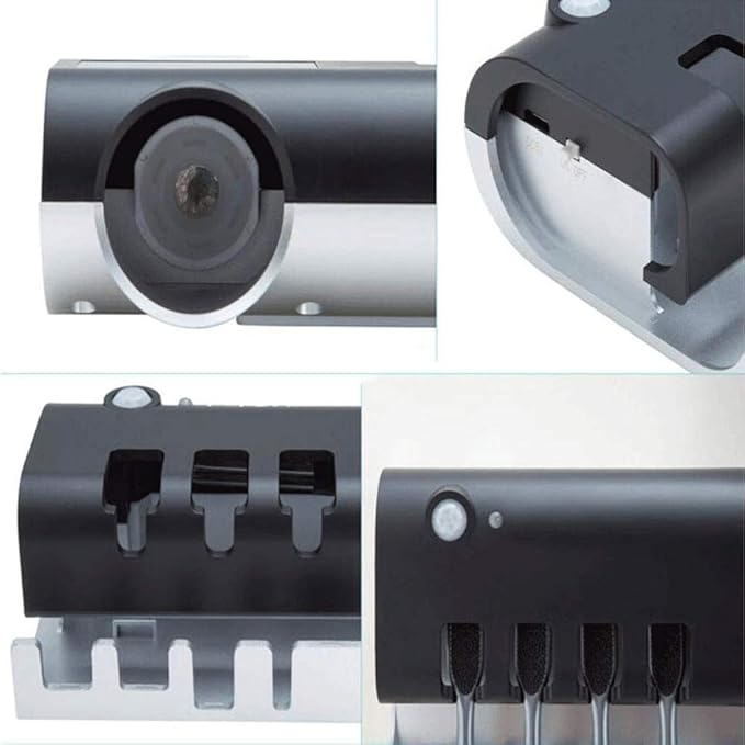 Toothbrush Cup Holder, Sanitizer Rechargeable Solar Power Disinfection Wall Mounted Automatic Toothpaste Dispenser