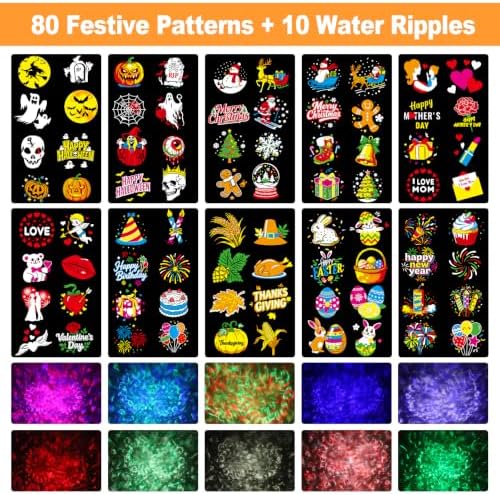 2026 Upgraded Halloween Projector, 8 Patterns (Ocean Wave & Patterns),8 Theme Waterproof Holiday Projector with Remote for Halloween,Christmas,Happy New Year