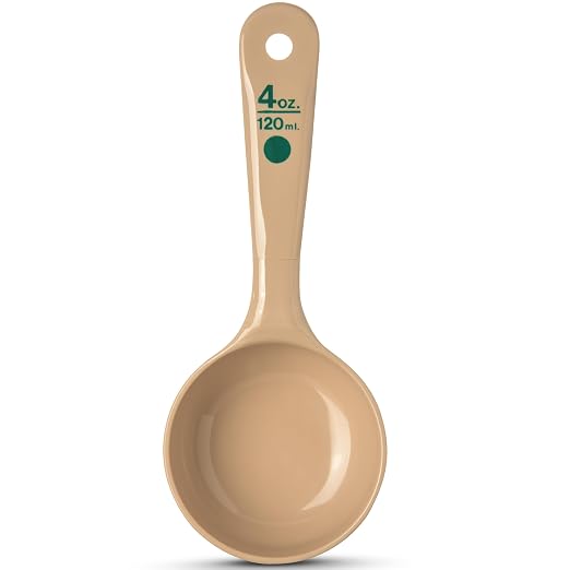 Carlisle FoodService Products 432806 Short Handle Portion Control Spoon, 4 Ounces, Beige (Pack of 12)