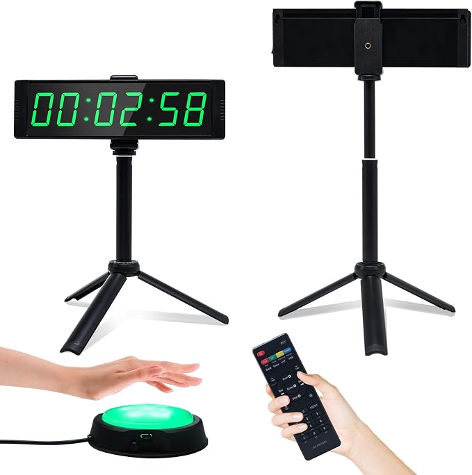 YZ Gym Timer Clock for Home Gym, Fitness Timer with Stopwatch Button, Large Digital Stopwatch Countdown Clock, 12/24H Digital Wall Clock, with Stand