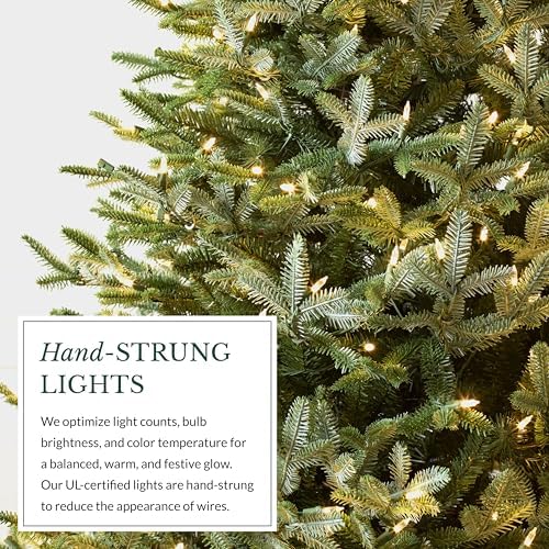 Balsam Hill European Silver Fir - Elegant Artificial Christmas Tree with True Needle Foliage Available Unlit or with LED Clear Lights, LED Clear, 7'