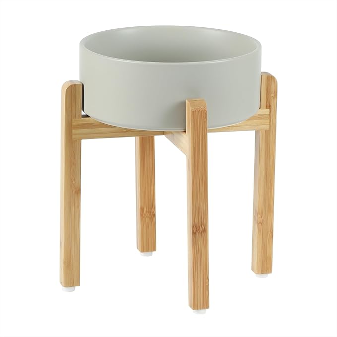 Havniva Dog Bowls Elevated, Ceramic Dog Food and Water Bowl | 8.3” Raised Dog Food Bowl, Elevated Dog Bowls with Bamboo Stand, Non-Slip Dog Water Bowl for Large Dog, Large Capacity